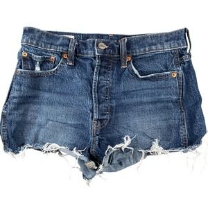 GAP Denim‎ Cheeky Short High Rise Distressed Frayed Hem Blue Jean Shorts Size 28